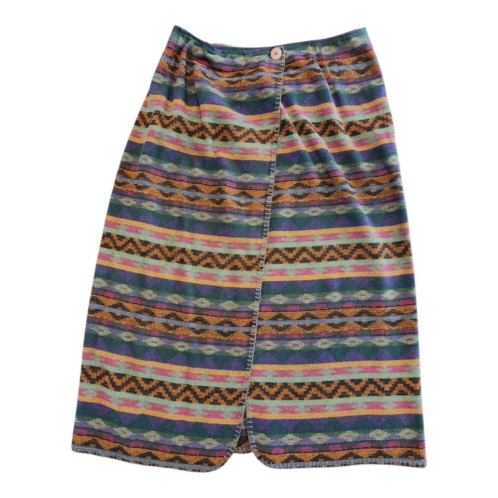 Ambitions Western Vintage Skirt Colorful Wrap Southwestern Made USA Aztec Medium